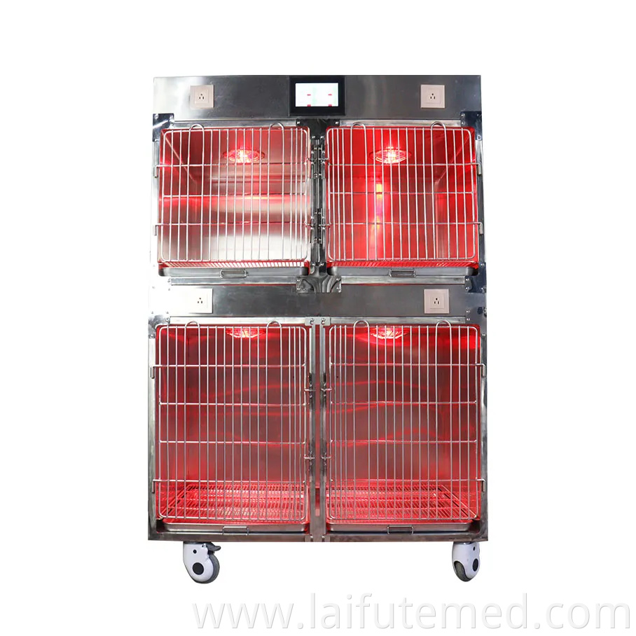 Yuever Medical Vet Inpatient Oxygen Chamber Luxury Pet Infrared Therapy Cage Animals Stainless Steel Pet Cage for Veterinary Hospital